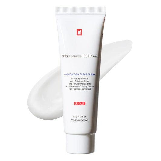 TOSOWOONG Ovalicin Skin Clear Cream Skin Soothing Moisturizing with Niacinamide and Sulfur Korean Skincare 50g 1.76 oz.