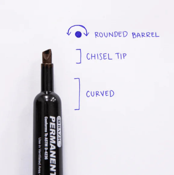 Black Chisel Tip Desk Style Permanent Markers (3/Pack)
