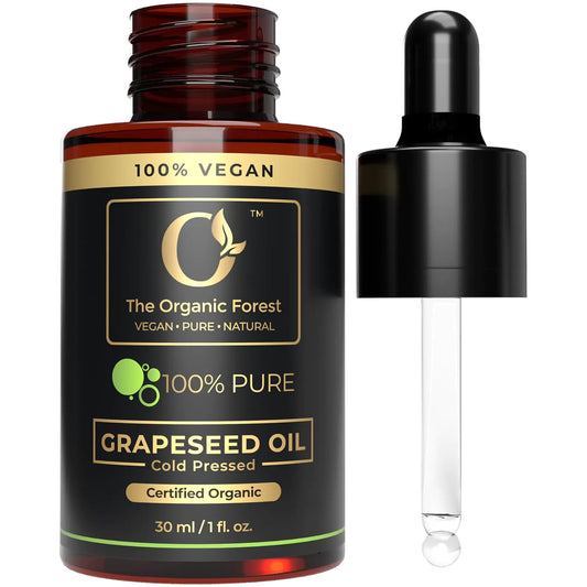USDA Organic Grapeseed Oil - 100% Pure Cold-Pressed Non-GMO - Ideal Massage Oil Face Oil Hair Care Skin Moisturizer - Best Grape Seed Oil for Skin & Hair - 1 Fl oz