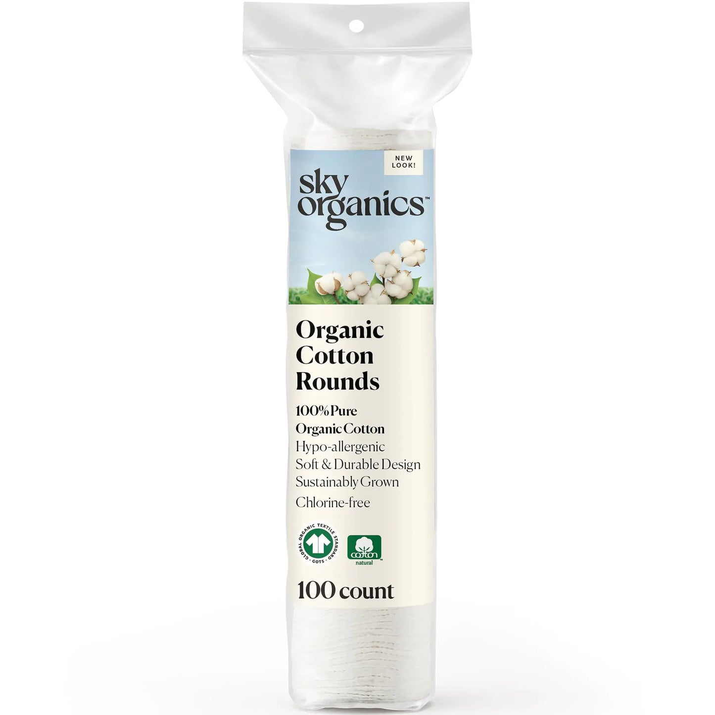 Sky Organics Organic Cotton Rounds for Sensitive Skin 100% Pure GOTS Certified Organic for Beauty & Personal Care 100 ct. w Ebook